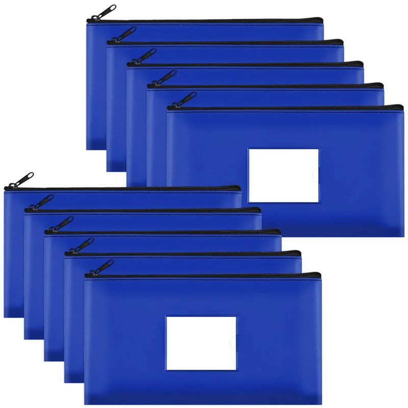 10パック銀行預金マネーバッグ、ジッパー付き、レザーバッグウォレットポーチ、ラベル付き、化粧バッグ、現金、コイン、Cet用