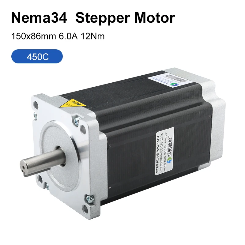 

Nema 34 NC Stepper Motor 150x86mm 6.0A 12Nm 2-Phase AC Motor 4 Guide Cable 12.7mm/14mm Shaft For CNC Engraving Milling Machine