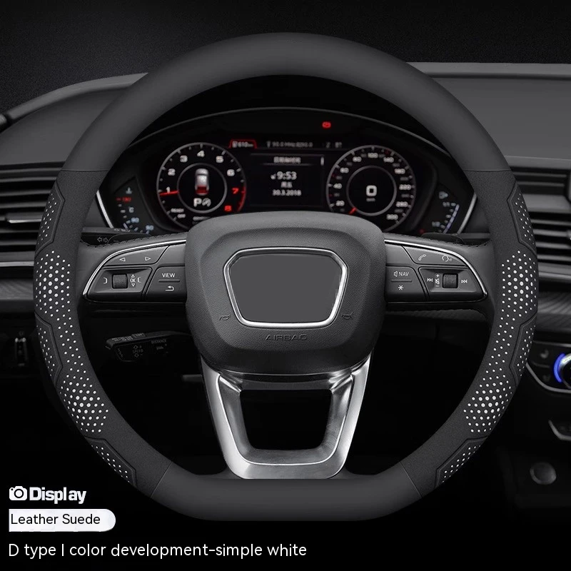 Image of Universeller Lenkradbezug aus Carbonfaser, Wildleder und Mikrofaser, rutschfest, 37-38 cm, Lenkradbezug-Zubehör