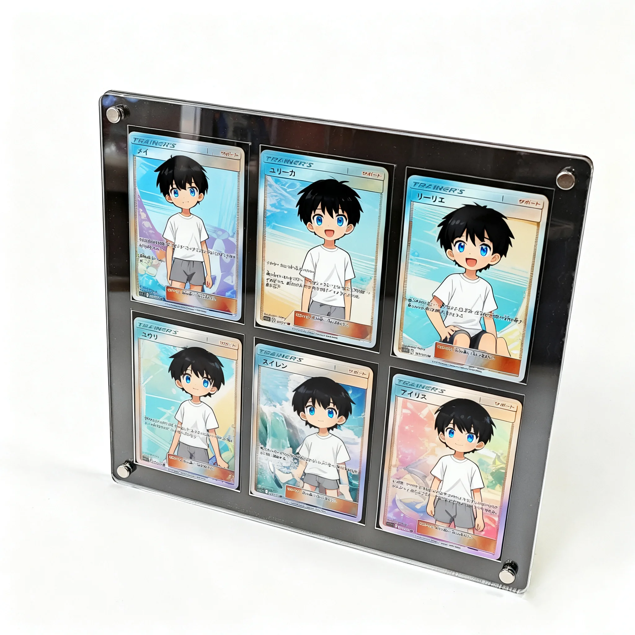 

Черная подставка для дисплея PTCG, рамка для фотографий Polaroid, можно поставить карты для сбора персонажей аниме, дополнительный экшн, кирпич, 6 слотов