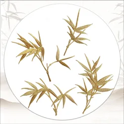 Embroidered Bamboo Leaf Iron-on Patches, Ethnic Style, DIY for Fan, Jewelry Box, Bag, Skirt, Decorative Back Glue
