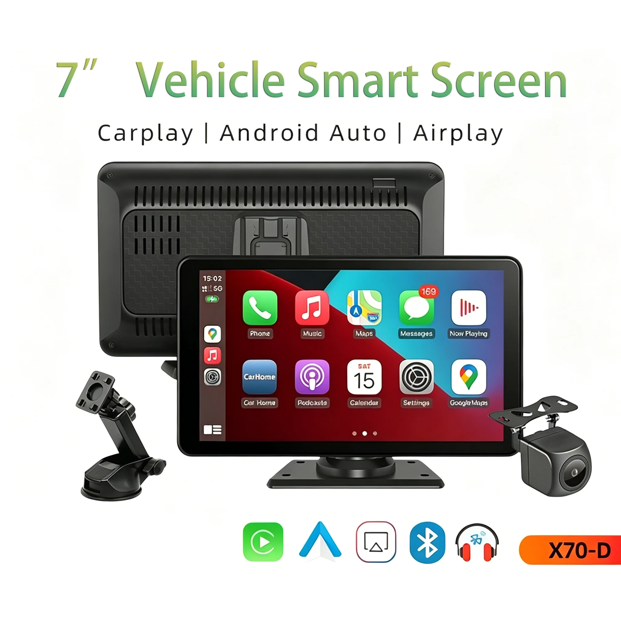

7-дюймовый 2.5D IPS беспроводной сенсорный экран с CarPlay и Android Auto, автомобильная магнитола с камерой AHD, Bluetooth, USB, Wi-Fi, FM, мультимедийный плеер, автомобильная стереосистема