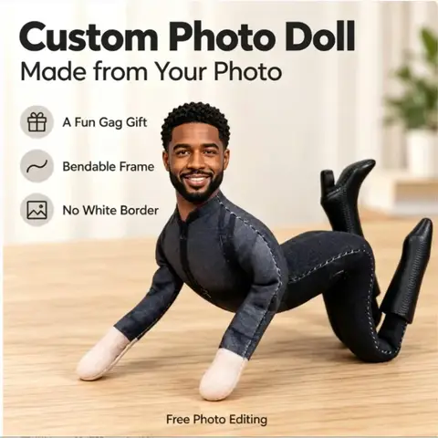Personalized Photo Plush Doll Custom Poseable Mini Me Bendable Wire Frame Secret Santa Long Distance Couple Gift