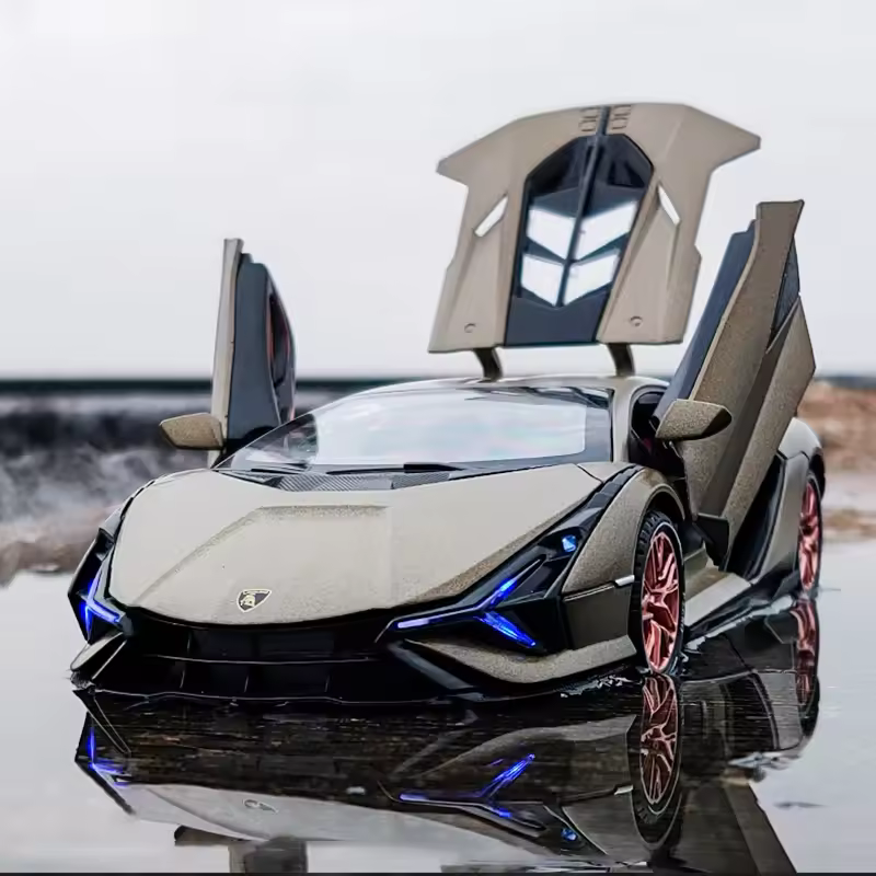 Modelo de Auto Deportivo Lambos Sian FKP37 a Escala 1:24, de Metal Fundido a Presión, con Sonido, Superdeportivo