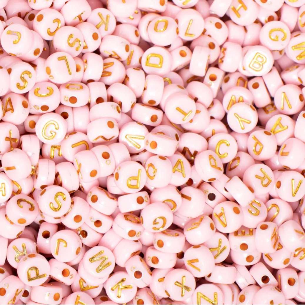 4x7mm English letter beads pink, red, white, gold handmade beads DIY bracelets, necklaces, accessory materials loose beads