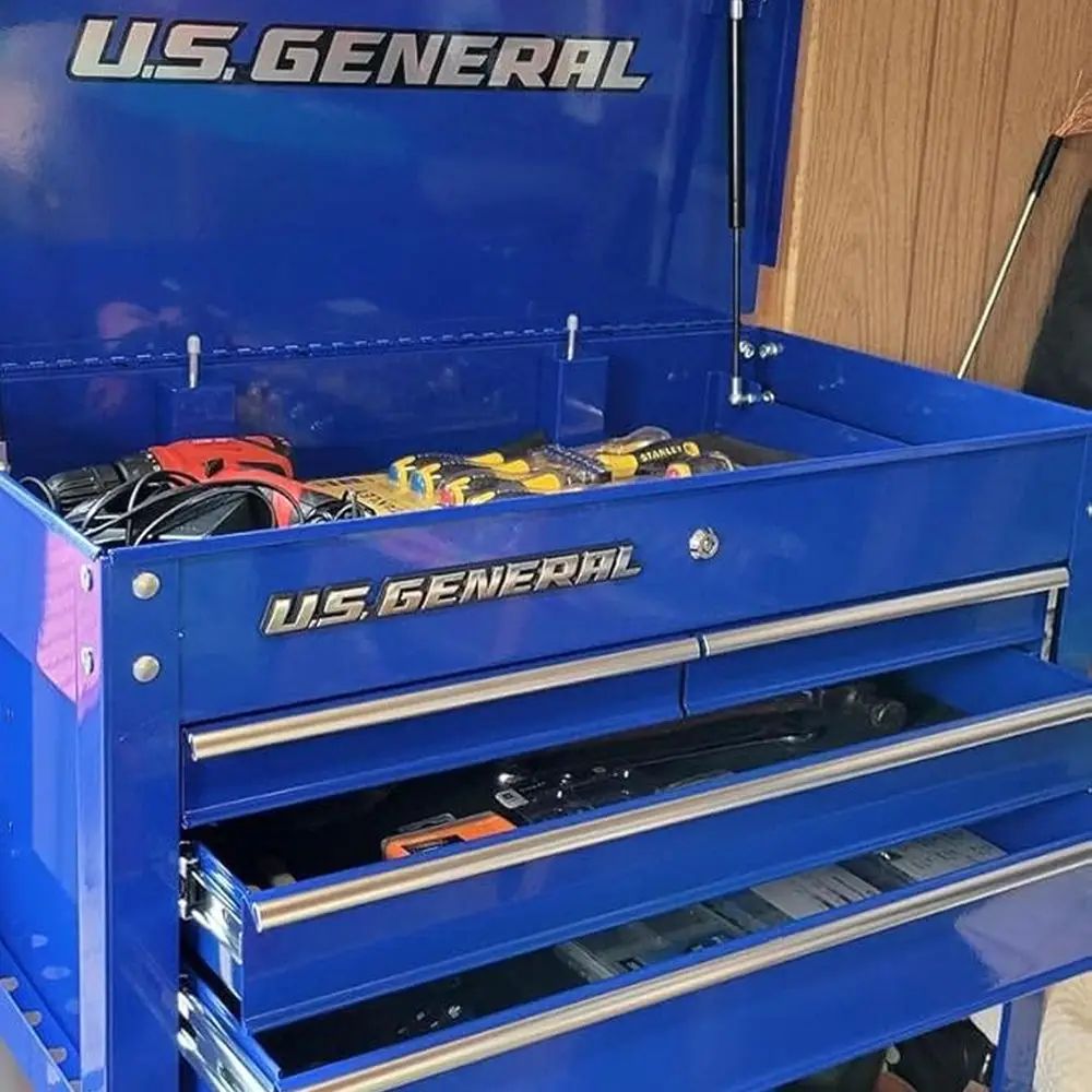 

Синий сундук для хранения с 4 ящиками и емкостью 580 фунтов для инструментов на роликах