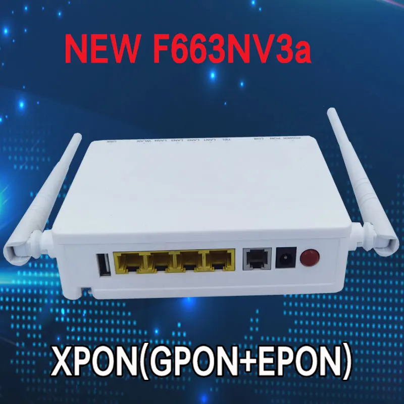 F663NV3A GPON EPON XPON 1GE + 3FE + 1 POTS + 2.4GWifi ONU ONT البرامج الثابتة الإنجليزية التيار المتناوب 2 هوائيات راوتر ont مودم