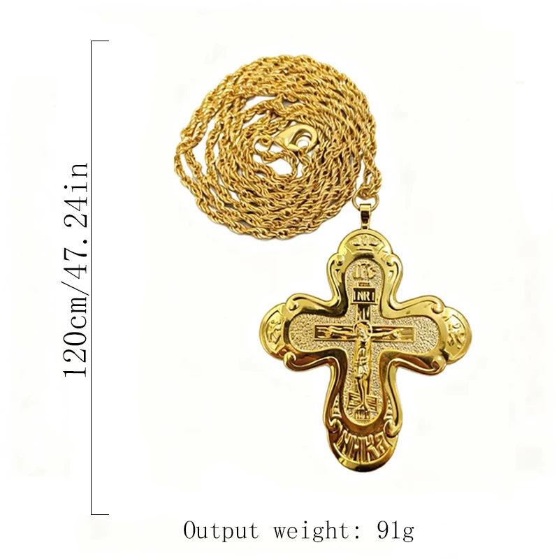 New Orthodox Cross Pendant Jesus Pendant Zinc Alloy Cross Necklace Gift for Priests with Gift Box Baptism Worship Blessing Gift