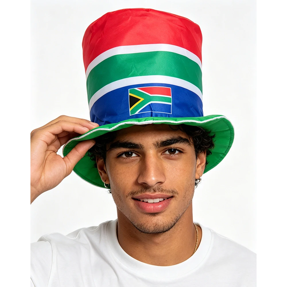 Flagnshow 100% Polyester Free Size Football Soccer Fans South Africa Flags Caps Hats