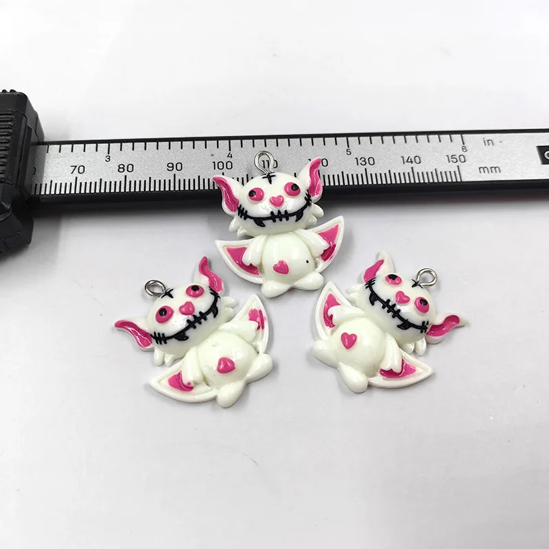 10pcs European Halloween Monster Bat Charms Resin Pendant Flatback For Earring Keychain Bracelet DIY Jewelry Making Findings