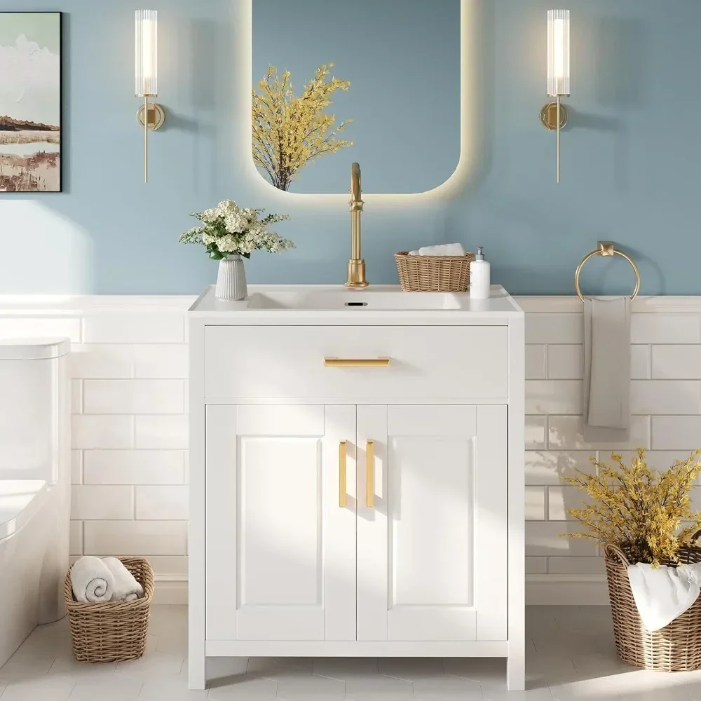 

31" Bathroom Vanity with Sink Combo, Modern Freestanding Small Single Bath Vanity, Bathroom Vanity Set Storage Cabinet