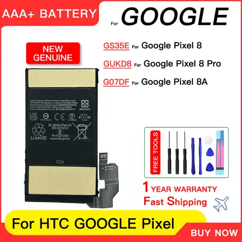Replacement Battery GS35E For htc Google Pixel 8 G07DF For Pixel 8A GUKD8 For Google Pixel 8 pro Batteries Batteria + Free Tools