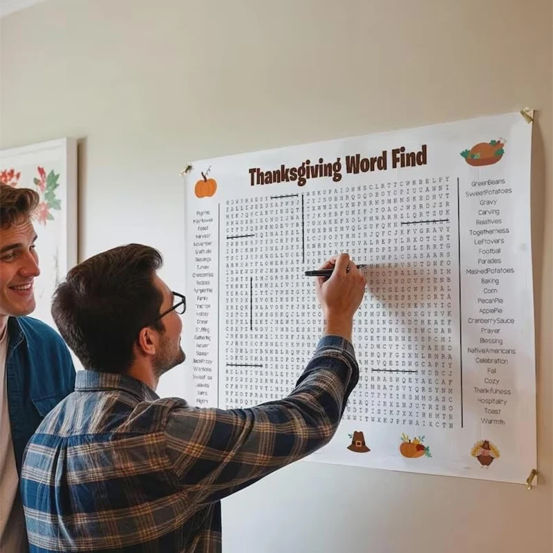 Thanksgiving Word Find Poster 2026 New Giant Thanksgiving Word Search Poster Fun Holiday Game Learning Aids Read Vocabulary