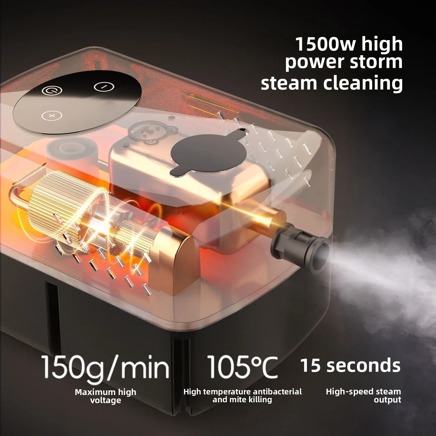 Handheld Steam Cleaner, High-Temperature Steam Sanitizer Adjustable Steam pressure 30s Fast Heating Kitchen Grease Cleaner