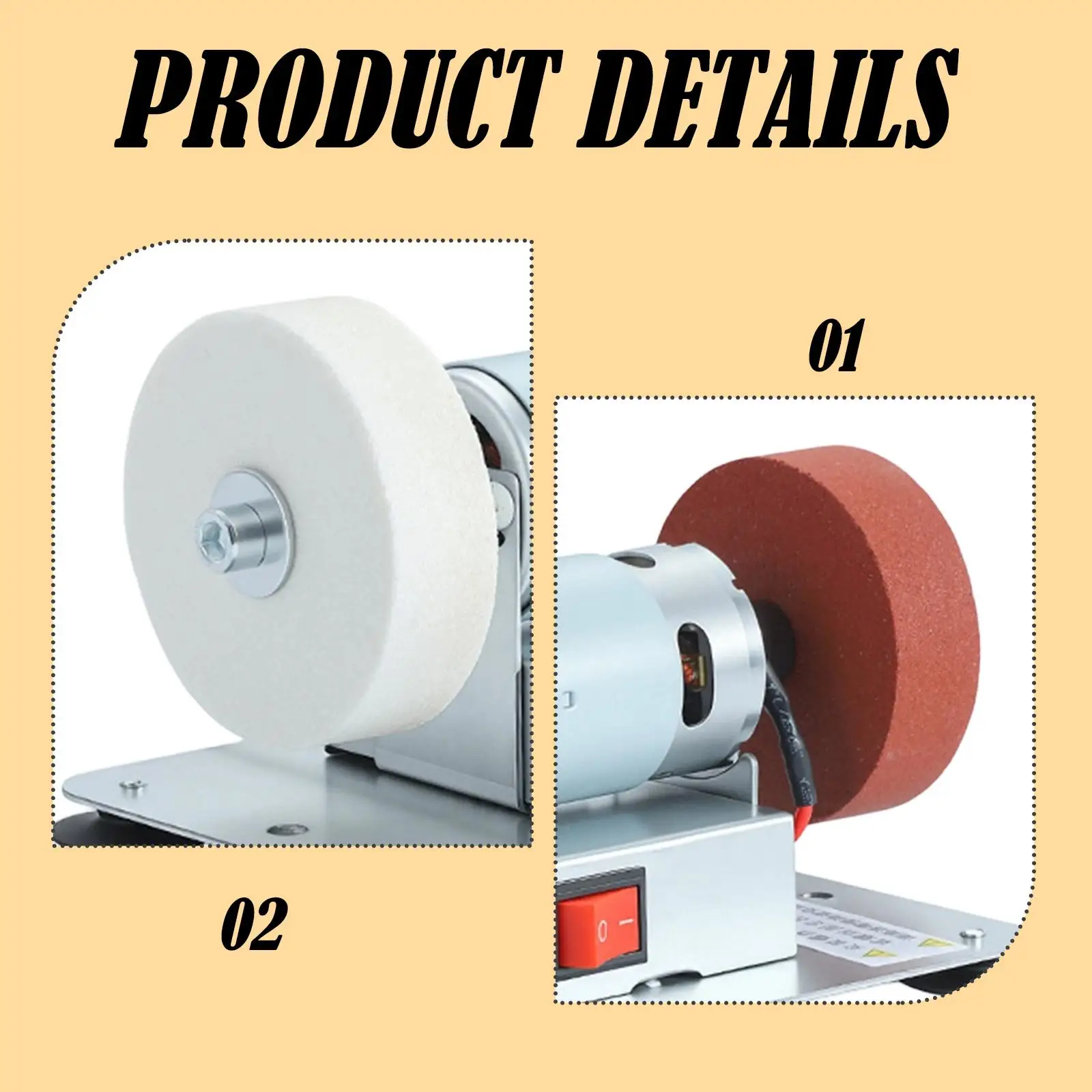 Mini Bench Grinder Metal 7 Adjustable Speeds Tabletop Polishing Machine Jewelry Making Tool for Home Workshop