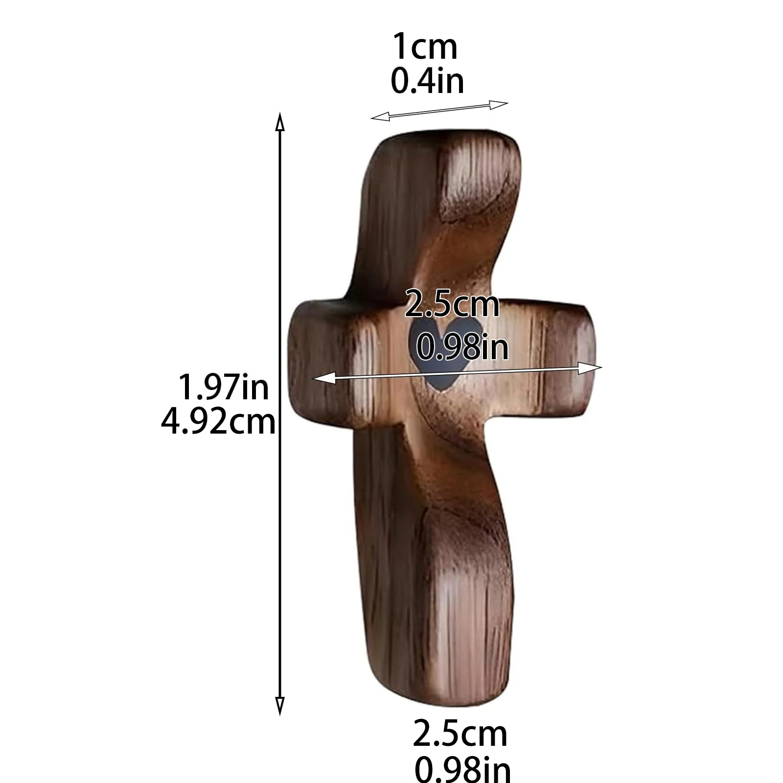 My Heart | Encouragement Gift, Wooden Crosses Across My Heart, Pocket Crosses Gift, Fingertip Stress Relief Gifts, Gifts For Str