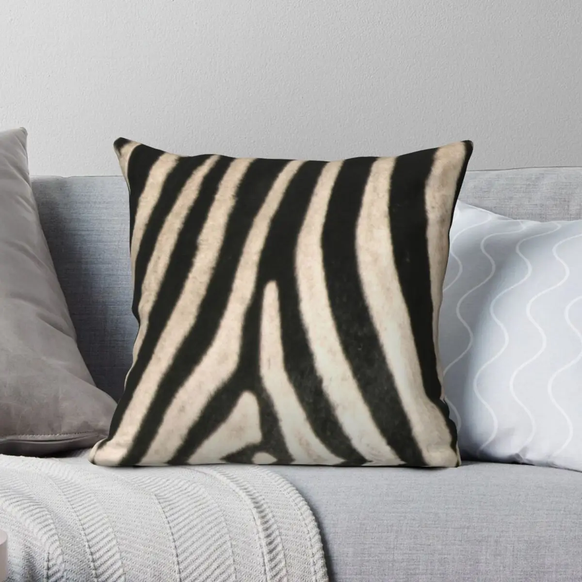 Zebra Hide Faux Safari Animal Square Pillowcase Polyester Linen Velvet Printed Zip Decor Pillow Case Sofa Cushion Cover