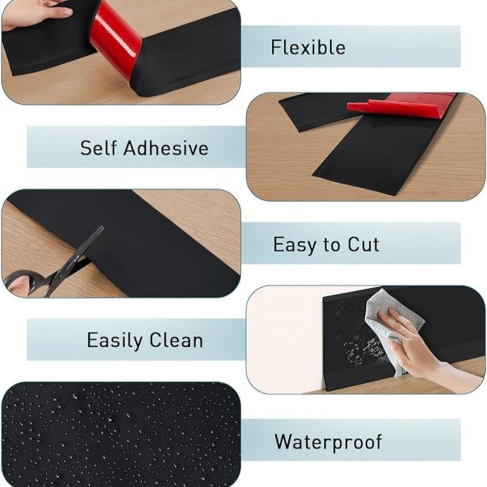 1 قطعة 2mX10cm PVC التفاف خط ذاتية اللصق مقاوم للماء حافة إغلاق شرائط لغرفة المعيشة خلفية اللوح الطابق