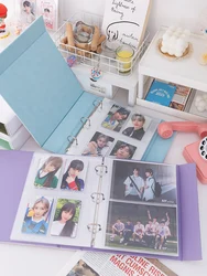 A5 Wide Binder Macaroon Photocard Holder Kpop PU Leather Magnetic Edge Photo Card Collect Book 3inch 4grid Photo Album Korean