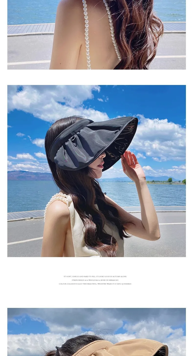 UPF50+ Sonnenblende-Hut, Dual-Use-Vollgesichts-Sonnenschutz, faltbares Stirnband für Strand, Wandern, Outdoor, Sommerhüte für Damen – Detail 9