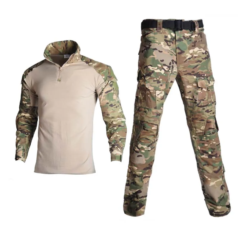 Outdoor Airsoft Paintball Clothing Uniform Camo Hunting Suit Wear-resisting Tactical Long Shirt+Cargo Pants