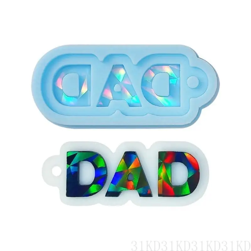 

31KD Shiny Glossy MOM DAD Charm Silicone Epoxy Resin Mold DIY Keychain Pendant Jewelry for Mother's Day Father's Day Craft