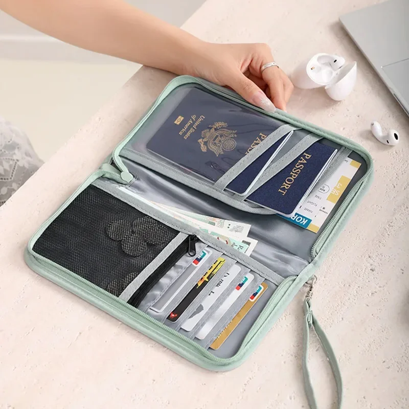

RFID-кисть для защиты от кражи, сумка для паспорта, кошелек с несколькими слотами для карт, семейный держатель для паспорта, дорожная сумка для хранения сертификата, женская упаковка для карт