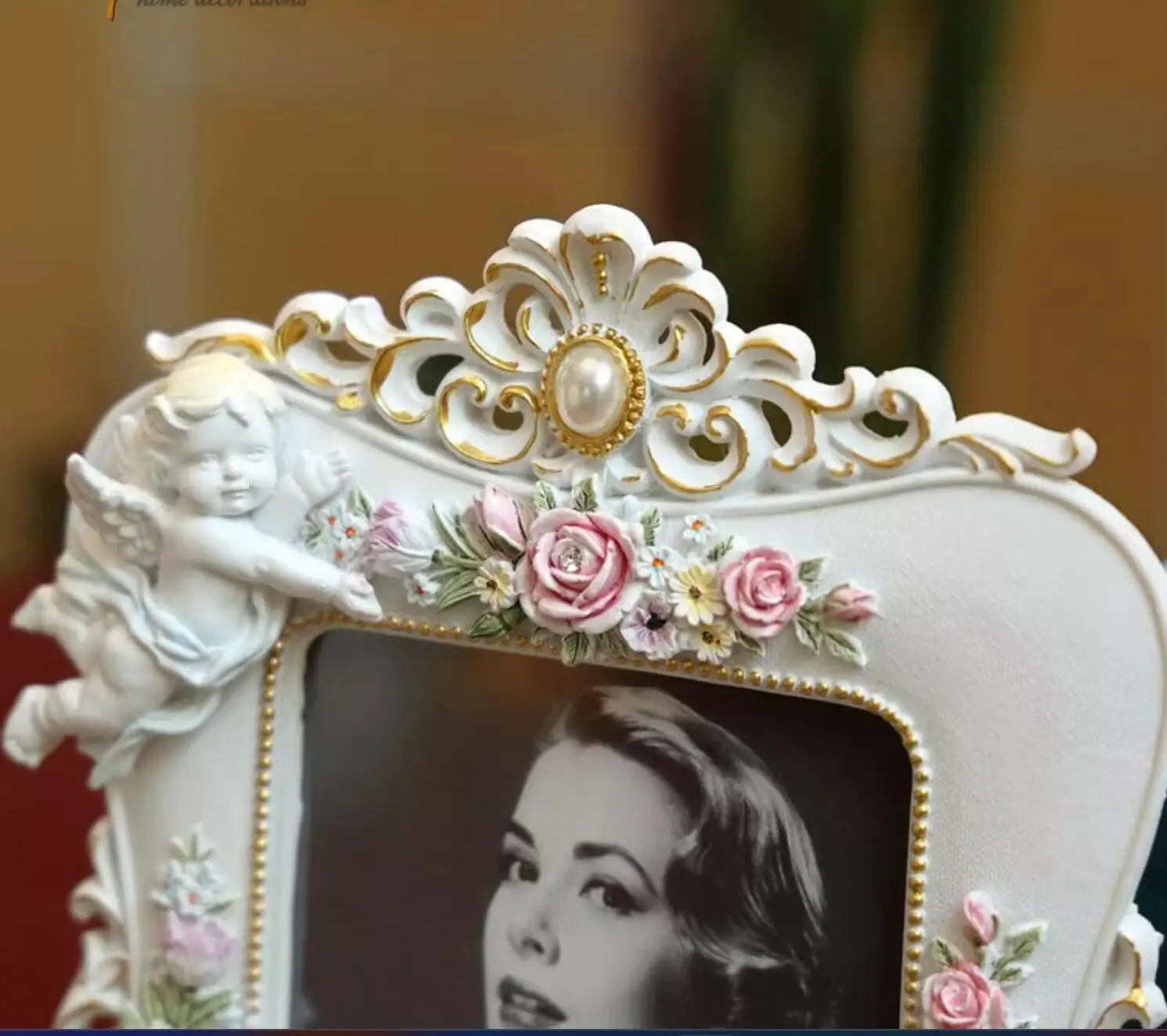 Resin Photo Frame with Angel Beauty Rose, Europe Photo Frame, Home Study, Office Decoration Gift, MF817, New