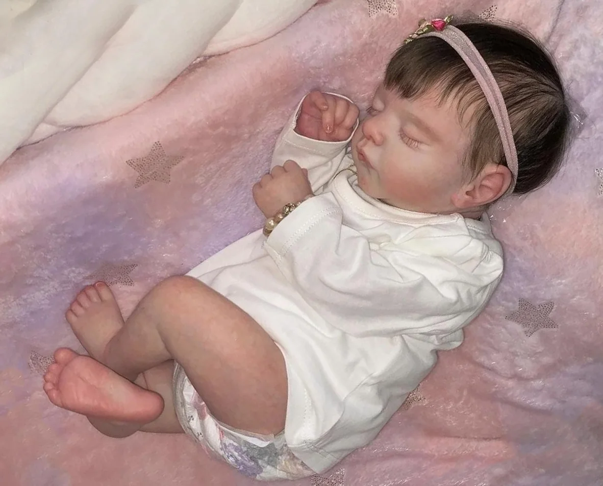 18 inch Sam pasgeboren peuter herboren pop levensechte zachte aanraking meerdere lagen schilderen 3D huid met zichtbare aderen handwortelhaar