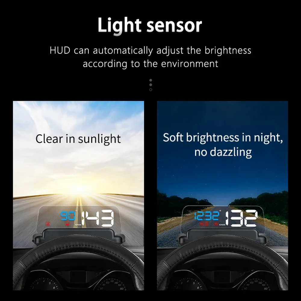 C500 سيارة HUD السيارات Obd2 رئيس متابعة عرض عداد السرعة RPM درجة حرارة الماء الجهد السرعة الزائدة إنذار التعب القيادة تذكير على مدار الساعة