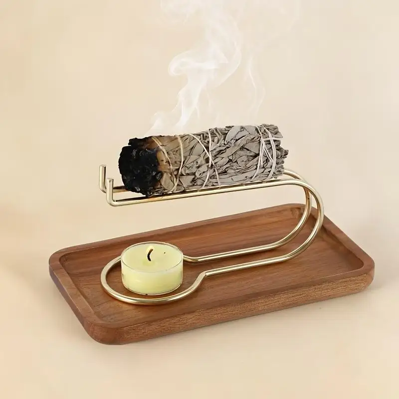 Burner Tray, Smudge Stick Burner, White Sage Incense Candle Holder, Home Meditation Aromatherapy Decor Stand