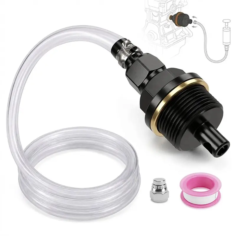 【Price Drop !!】 For Detroit Diesel DD13& DD15 Engine Oil Priming Adapter- J-49181 6492-10, W/Clear Hose, Sealing Tape And Dust C