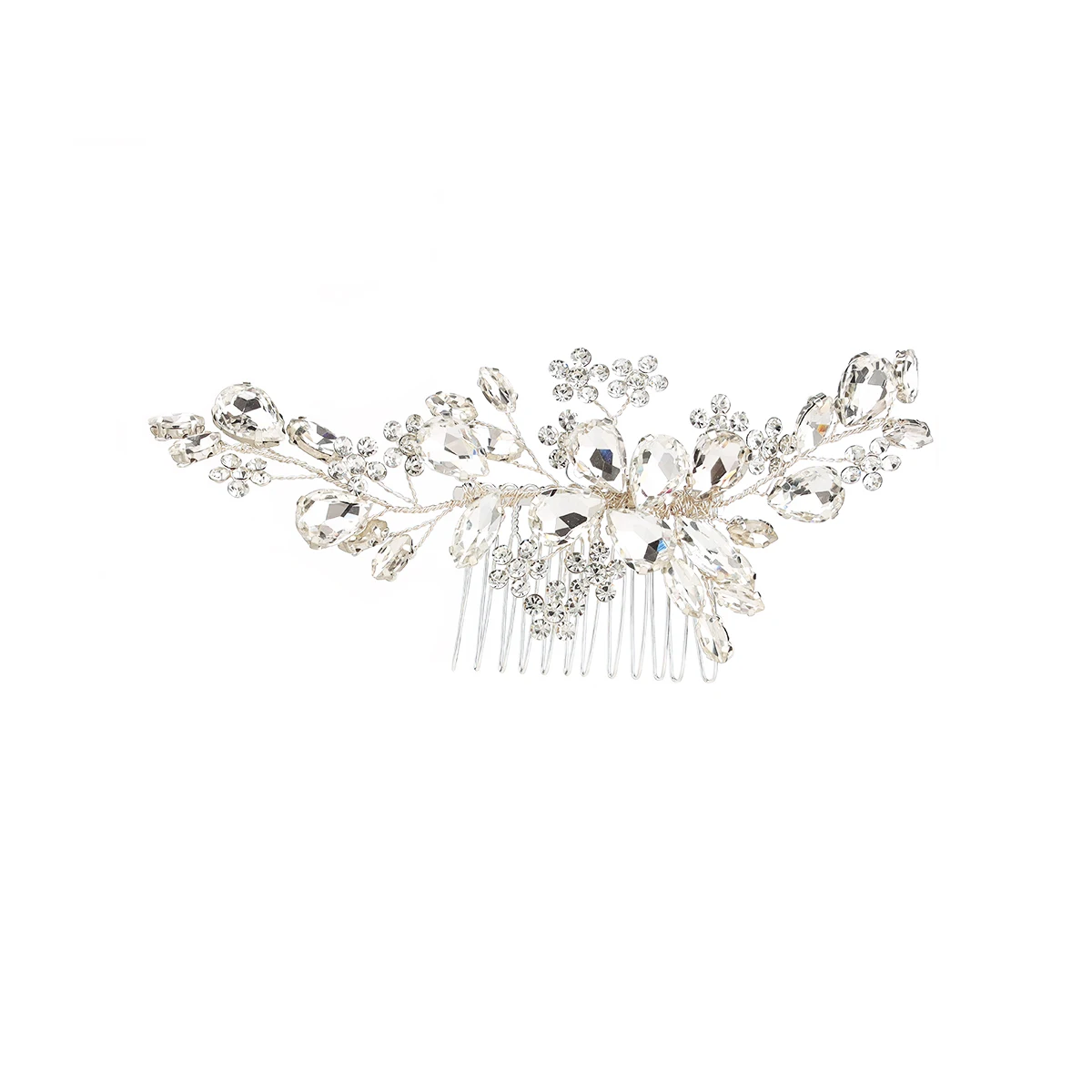 Wedding Hair Brush Clip Bridal Crystal Wedding Hair Accessory for Bride and Bridesmaids（Silver）