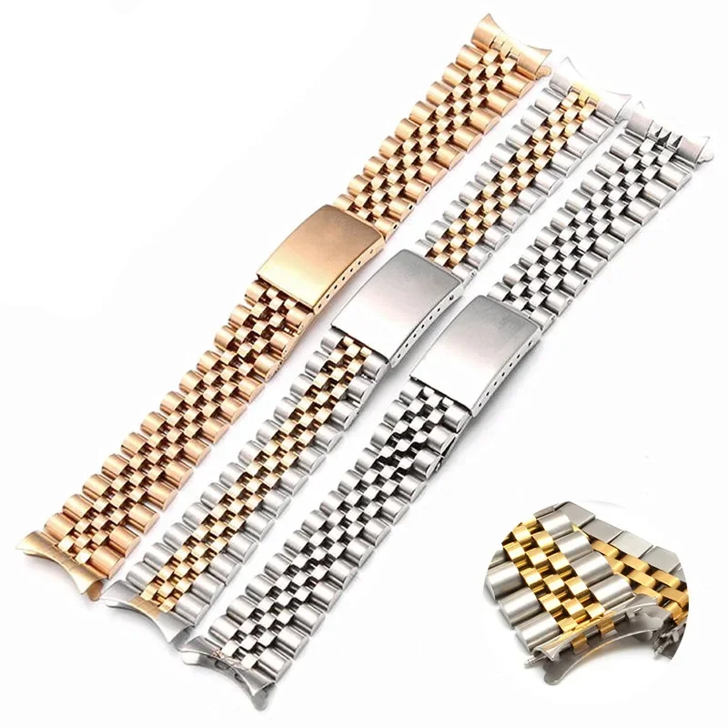 Curved End Metal Watch Band for Rolex DATEJUST Jubilee Luxury Stainless Steel Bracelet Accessories 13/17/18mm/19mm/20mm/21mmBelt