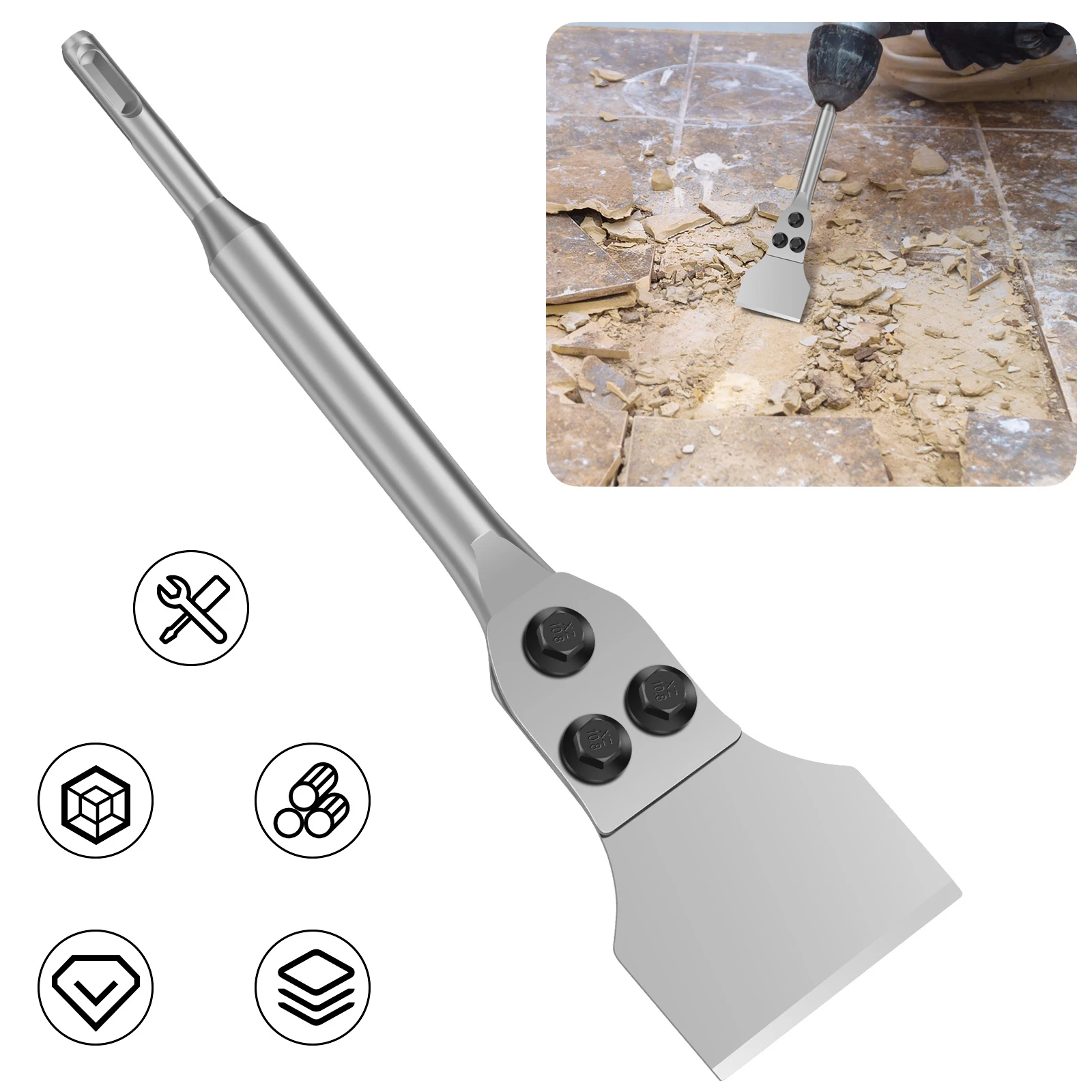 

SDS Plus Electric Blade Floor Chisel Adhesive Remover Bit SDS Plus Hammer for Vinyl Flooring VCT Tile Linoleum Concrete Mortar