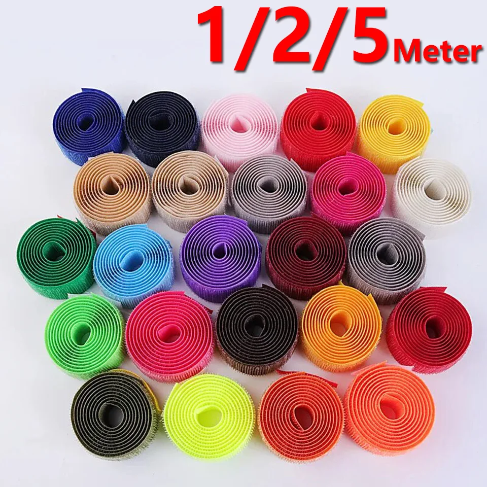 1/2/5M Farbige Klettverschlussstreifen ohne Klebstoff für Sofa, Bettlaken, DIY-Nähzubehör, magischer Nylon-Klettverschluss 20mm