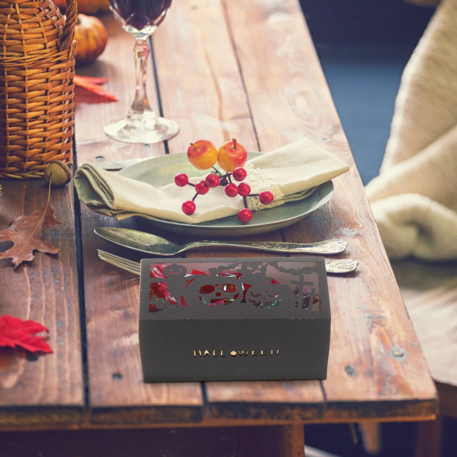 

50Pcs Halloween Chocolate Candy Boxes Hollow Design Party Favor Goodie Box Halloween Goodie Box