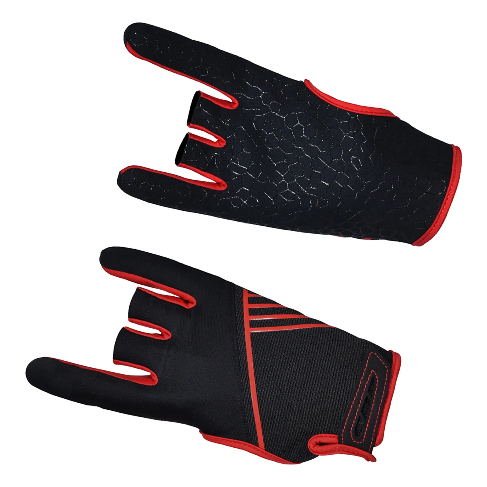 

1Pair Breathable Bowling Gloves with Anti-Slip Silicone Pattern Palm-Type Fit Flexible 3-Finger Exposure for and