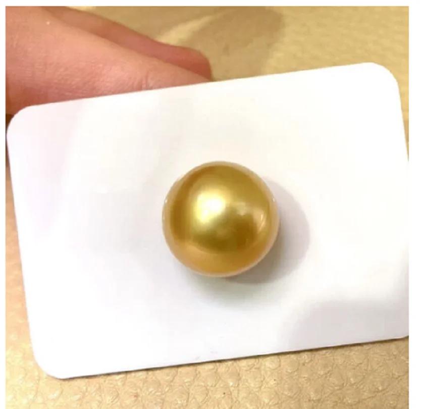 

Huge AAAAA 11.5 mm Natural south sea genuine gold round loose pearl undrilled