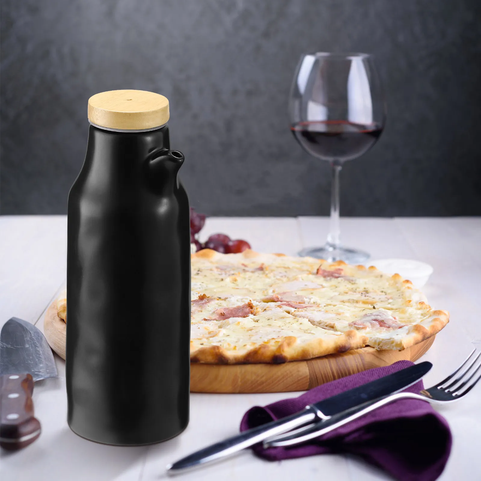 400Ml Ceramic Seasoning Bottle Premium Food-Grade Glossy Glazed Condiment Dispenser for Soy Sauce Olive Oil Vinegar Kitchen view 3