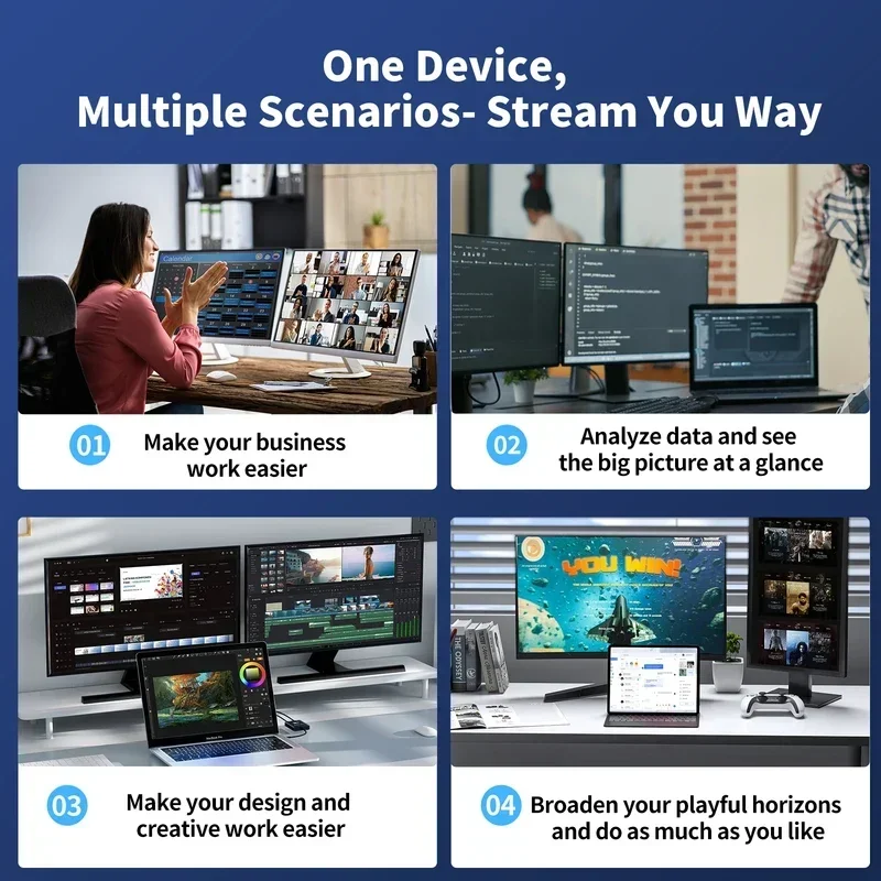 Acasis HDMI Docking station Splitter Display Expander HDMI To Type-C For Mac OS M1 M2 M3 Windows 2 HDMI To Display Displaylink