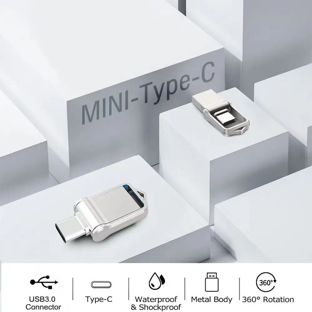 แฟลชไดรฟ์ USB โลหะ Xiaomi 2TB ความเร็วสูง USB 3.0โทรศัพท์มือถือคอมพิวเตอร์การส่งผ่านร่วมกันอินเตอร์เฟซ Type-C U Disk