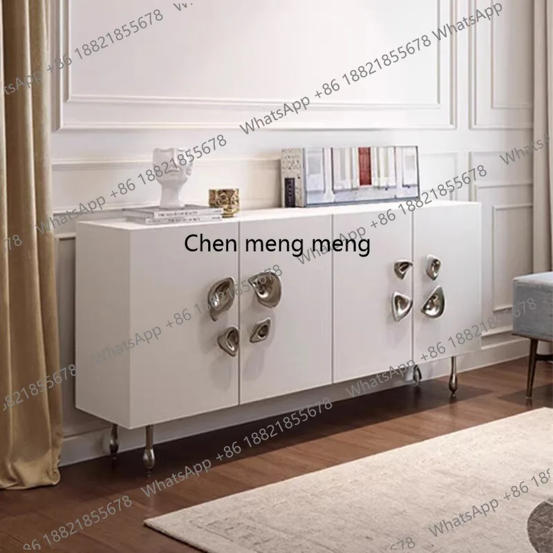 Solid wood wine cabinet against the wall, home villa, dining side, corridor entrance cabinet