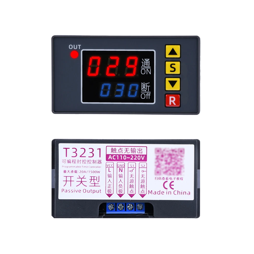 

T3231 AC110V-220V DC 12/24V Digital Delay Relay LED Display Cycle Timer Control Switch Adjustable Timing Relay Time Delay Switc