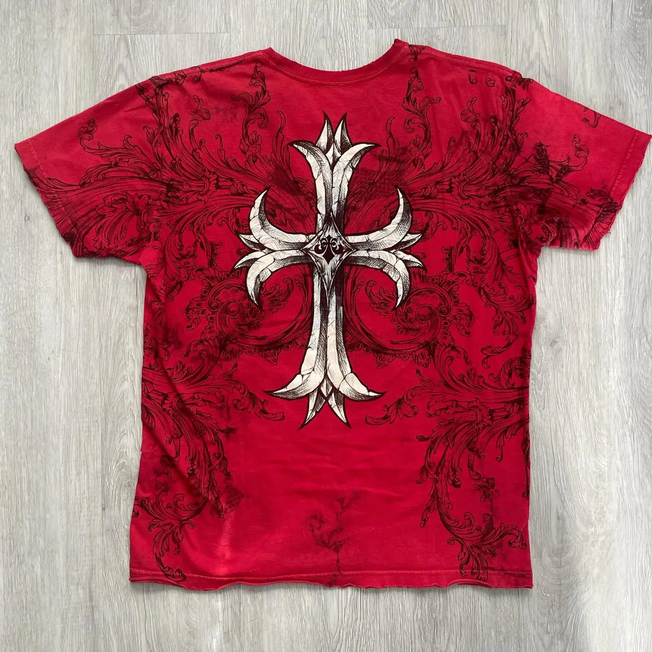Affiction Red Goth Vintage T-Shirt Men & Women Distressed Cotton Grunge Tee Hip Hop Streetwear Couple Matching Summer Round Neck