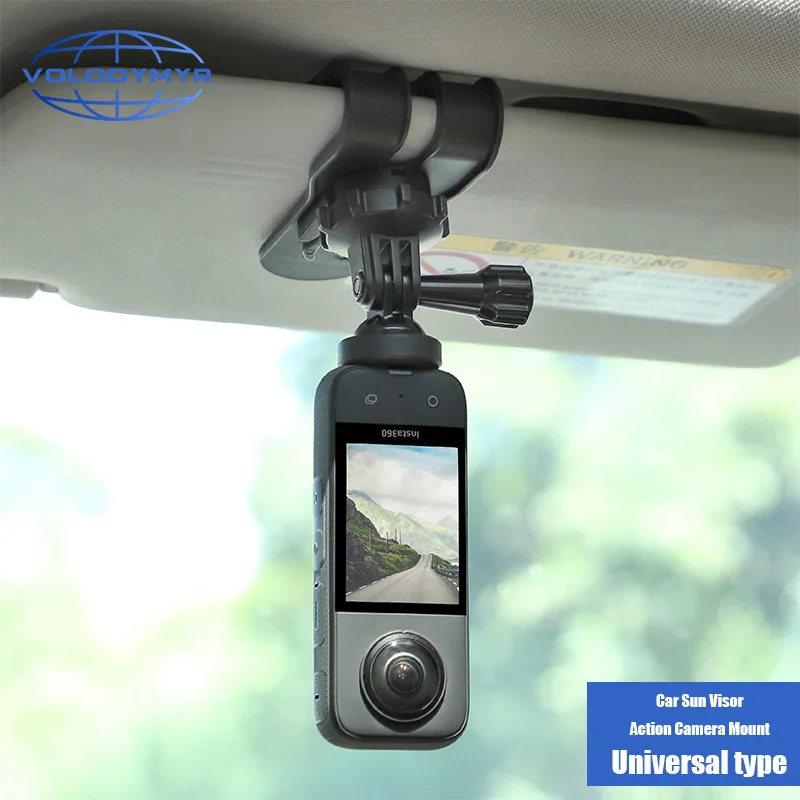 

VOLODYMYR Car Sun Visor Mount for Insta360 X5/Ace Pro/GoPro Hero 13 12 11 10/Pocket 3/Action 5 Pro Camera Smartphone Accessories