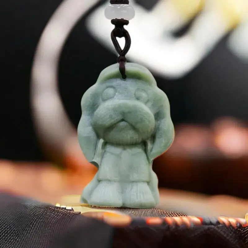 

Natural Real Jade Dog Pendant Necklace Gift Designer Accessories Stone Vintage Carved Jewelry Gemstones Gifts for Women Men