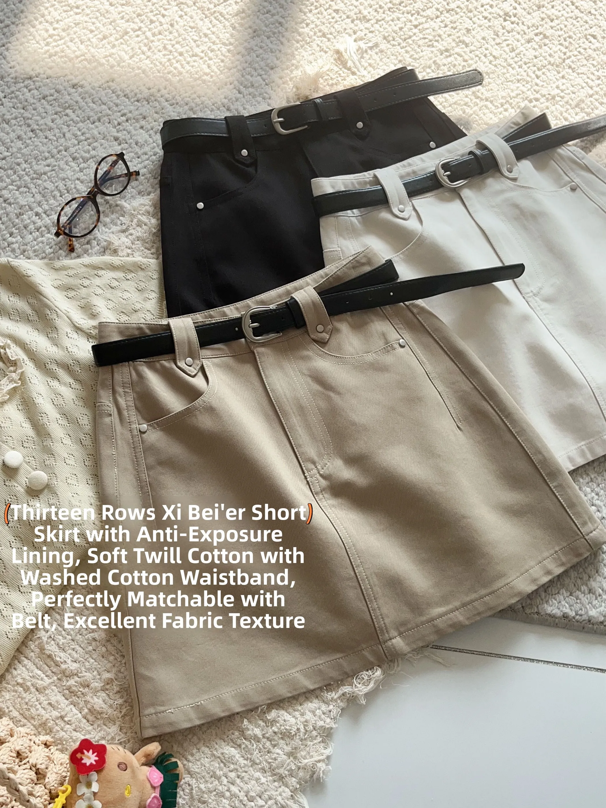

Casual High Waist A-Line Skirt for Women Waed Cotton Anti-Light ort Skirt Teenage Girls Student Daily Wear Polyester...