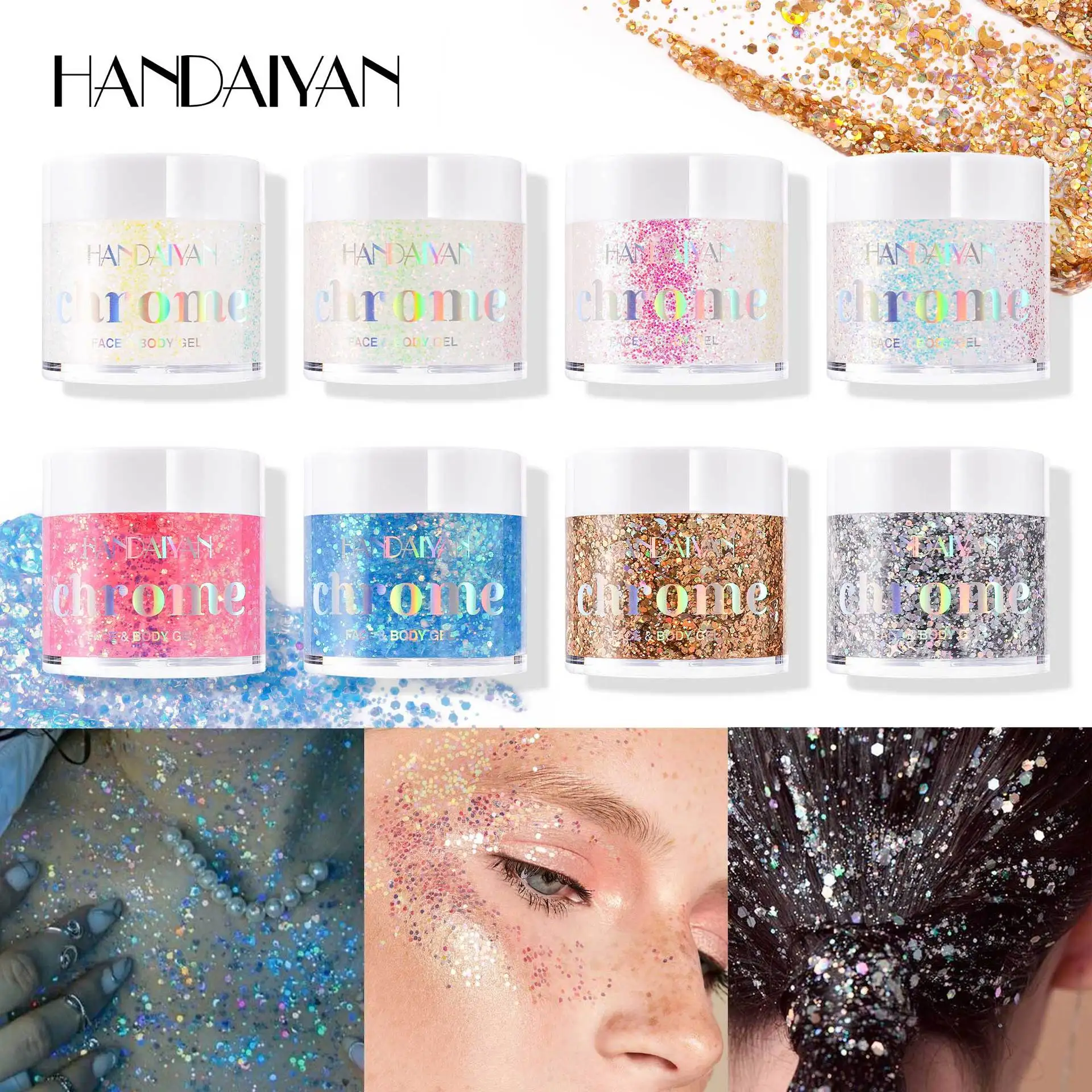 Body Glitter Gel Zeemeermin Oogschaduw Glanzende Glitter Gel voor Gezichtshaar Lichaam Voor Muziekfestival Concert Kerstfeestaccessoires