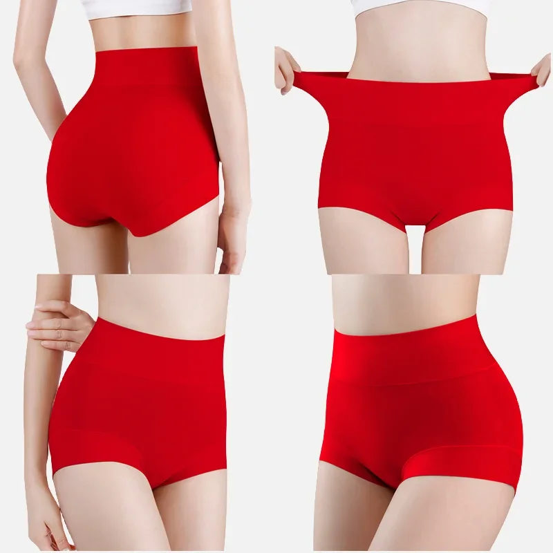 2pcs Women Cotton Panties High-Rise Tighten Abdomen Female Underwear Briefs Shorts Comfort Underpants Sexy Intimates Lingerie